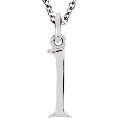 14k White Gold "l" Lowercase Initial 16" Necklace