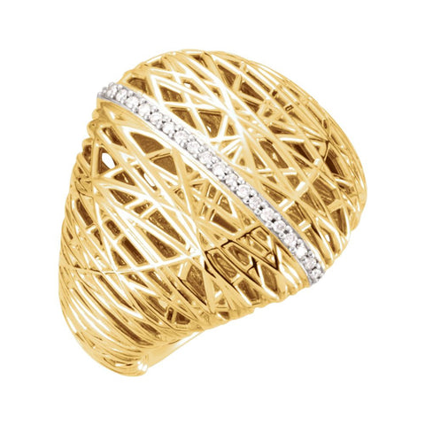 14k Yellow Gold 1/6 CTW Diamond Nest Design Ring, Size 7