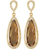 14k Yellow Gold Honey Quartz & 3/4 CTW Diamond Earrings