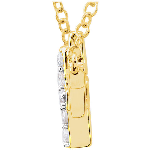 14k Yellow Gold 1/6 CTW Diamond Double Sideways Cross 18" Necklace