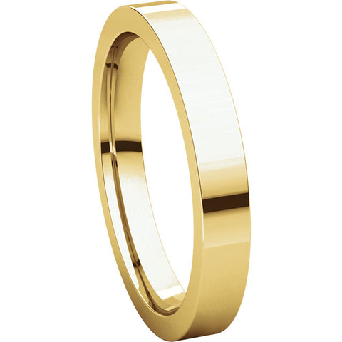 14k Yellow Gold 3mm Flat Comfort Fit Band, Size 8.5