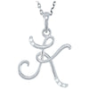 0.03 CTW Diamond 18 Inch Necklace with initial 'K' in Sterling Silver