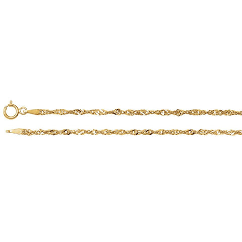 14k Yellow Gold 2mm Singapore 7" Chain