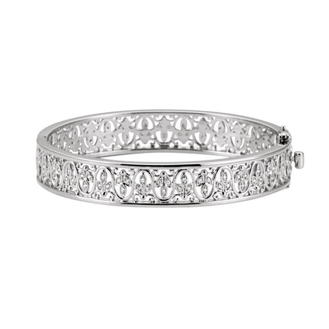 14k White Gold 1/2 CTW Diamond Bangle Bracelet