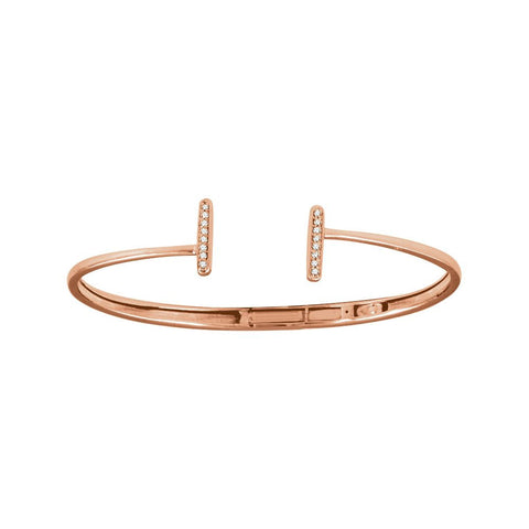 14k Rose Gold 1/6 CTW Diamond Vertical Bar Cuff Bracelet