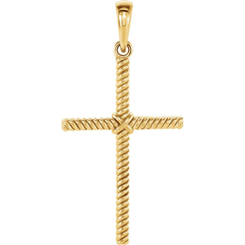 14k Yellow Gold 31.95x16.25mm Rope Design Cross Pendant