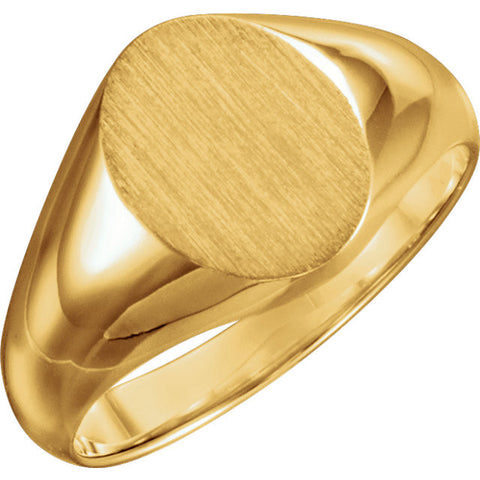 18k Yellow Gold 10x8mm Oval Signet Ring, Size 6