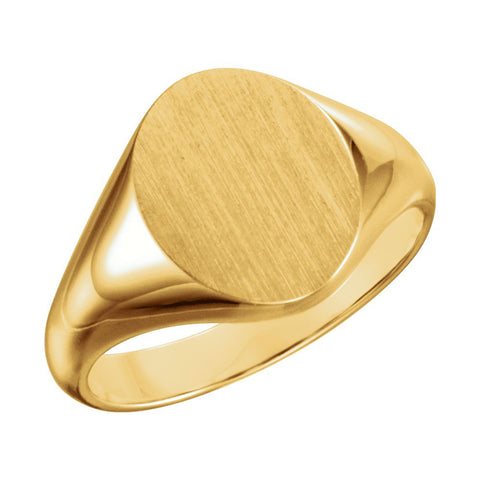 10k Yellow Gold 11x9.5mm Oval Signet Ring, Size 6