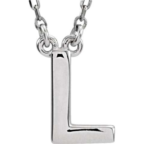 Sterling Silver Letter "L" Block Initial 16" Necklace