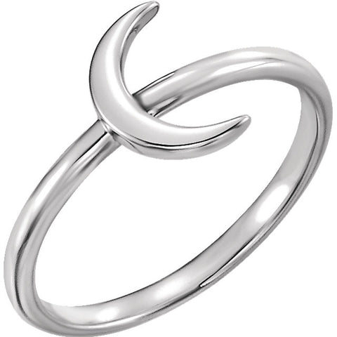 Sterling Silver Crescent Ring, Size 7