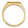 14k Yellow Gold 12mm Men's Solid Signet Ring with Brush Finish, Size 10