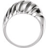 14k White Gold Grooved Ring, Size 6