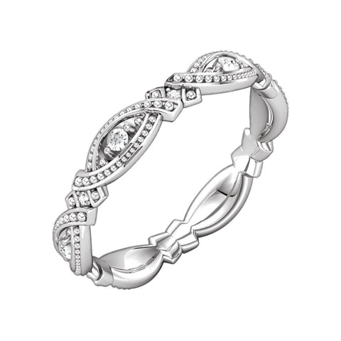 14k White Gold 1/6 CTW Diamond Eternity Band Size 6