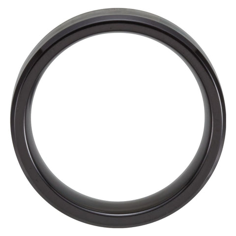 Black Titanium 8mm Beveled Band with Black Carbon Fiber Inlay , Size 10.5