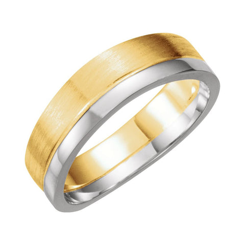 14K Yellow & White 6mm Men's Duo Band Size 11