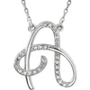 14K White Gold 1/8 CTW Diamond Initial a 17-Inch Necklace