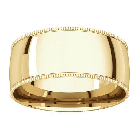 14k Yellow Gold 8mm Light Comfort Fit Milgrain Band , Size 12