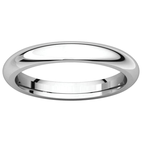 10k White Gold 3mm Comfort Fit Band, Size 7