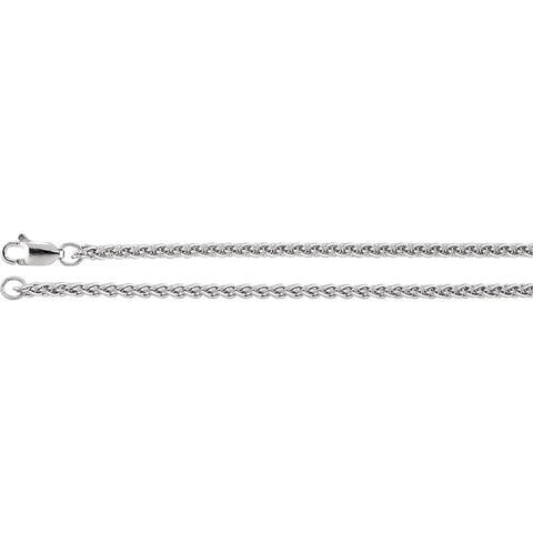 14k White Gold 2.4mm Wheat 16" Chain