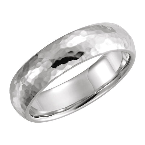 14k White Gold 6mm Comfort Fit Hammer Finish Band Size 11