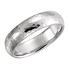 14k White Gold 6mm Comfort-Fit Hammer Finish Wedding Band for Men, Size 11