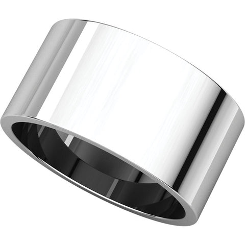 10k White Gold 10mm Flat Band, Size 11