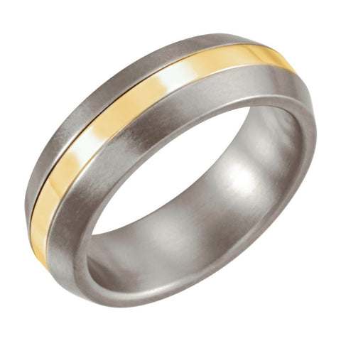 Titanium & 14k Yellow Gold Inlay 6mm Satin Finished Band Size 10