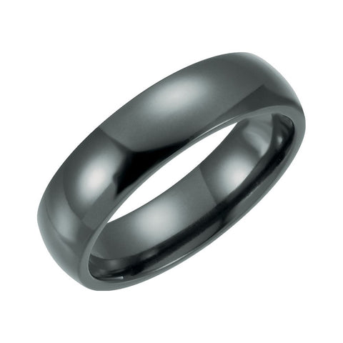 Black Titanium 6mm Domed Polished Band Size 7.5