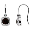 Pair of 06.00 mm and 0.03 CTTW Genuine Onyx and Diamond Earrings in 14K White Gold