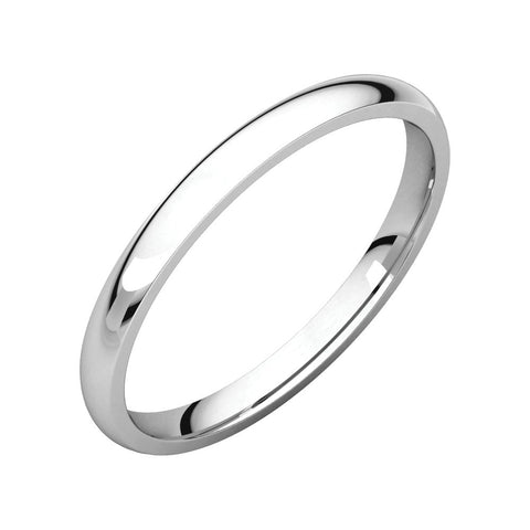 10k White Gold 2mm Light Comfort Fit Band, Size 7.5