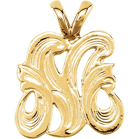 14k Yellow Gold "M" Medium Initial Pendant