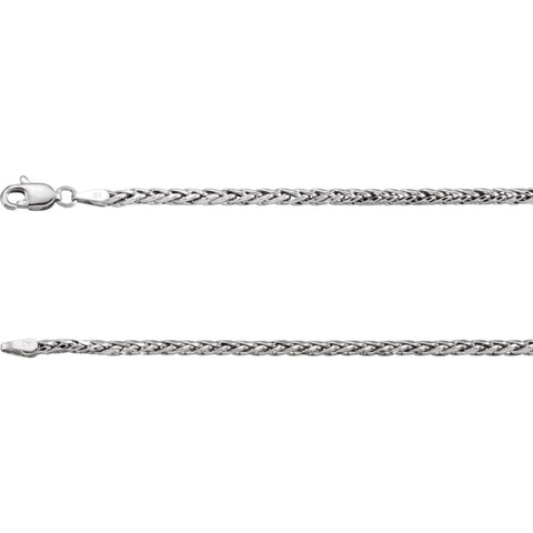 14k White Gold 3mm Hollow Wheat 16" Chain