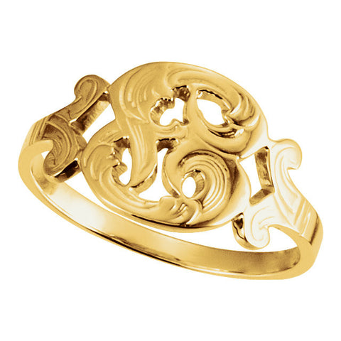 14k Yellow Gold Initial Rings, Size 6