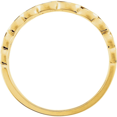 14k Yellow Gold Heart Motif Band, Size 6