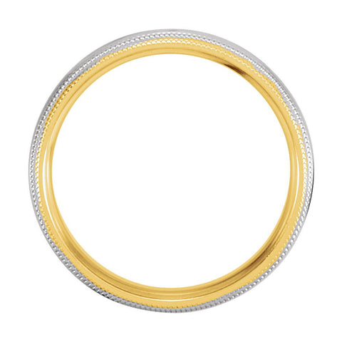 14K White & Yellow Gold 5.5mm Comfort-Fit Double Milgrain Band Size 6.5