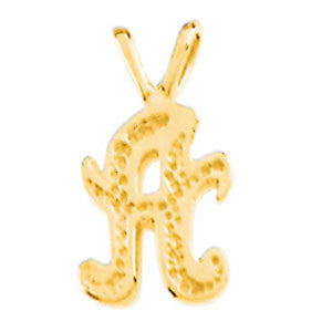 14k Yellow Gold "R" Script Initial Pendant