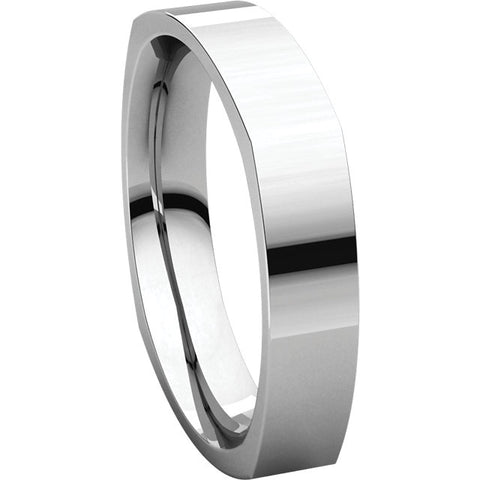 14k White Gold 4mm Square Comfort Fit Band, Size 12