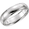 14k White Gold 6mm Half Round Edge Comfort-Fit Hammer Finish Wedding Band for Men, Size 10