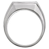 14k White Gold Men's Grooved Signet Ring, Size 10