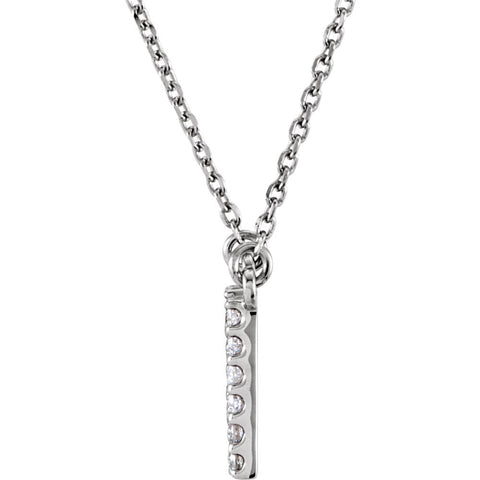 14k White Gold Letter "N" 1/6 CTW Diamond 16" Necklace