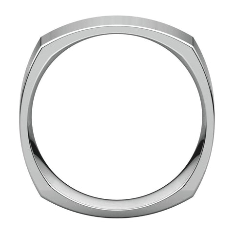 14k White Gold 7mm Square Comfort Fit Band, Size 11