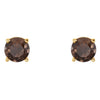 14k Yellow Gold 5mm Round Smoky Quartz Earrings