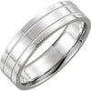 14k White Gold 6mm Flat Comfort-Fit Milgrain Wedding Band for Men, Size 11