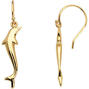 14k Yellow Gold Metal Fashion Dolphin Dangle