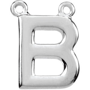 14k White Gold Letter "B" Block Initial Necklace Center