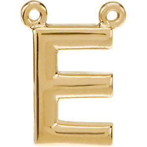 14k Yellow Gold Letter "E" Block Initial Necklace Center