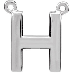 Sterling Silver Letter "H" Block Initial Necklace Center