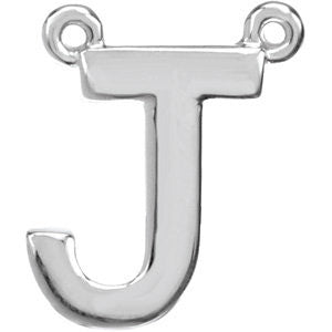 Sterling Silver Letter "J" Block Initial Necklace Center