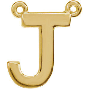 14k Yellow Gold Letter "J" Block Initial Necklace Center