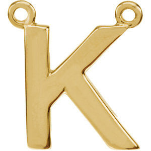 14k Yellow Gold Letter "K" Block Initial Necklace Center